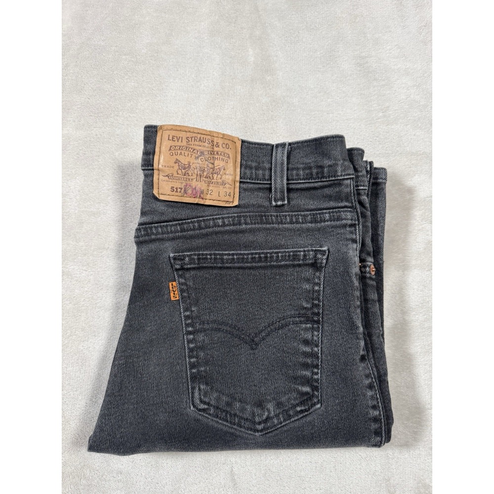 Vintage Levis 517 Orange Tab Black Jeans Size 32x34 (Fit 30x32) MADE IN USA